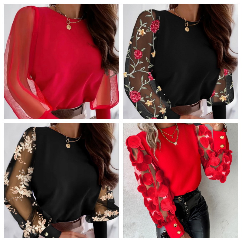 ELISE™ - Glamouröses Mesh-Ärmel-Top