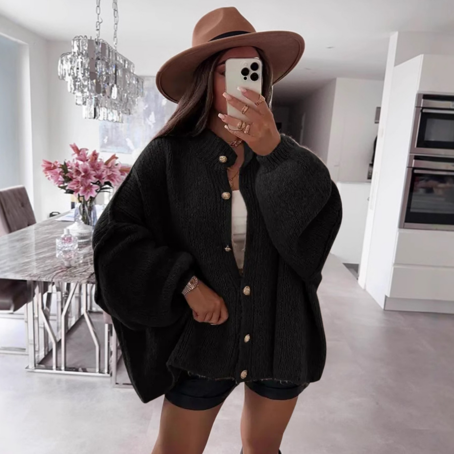 Klassischer Button-Down Langarm-Cardigan