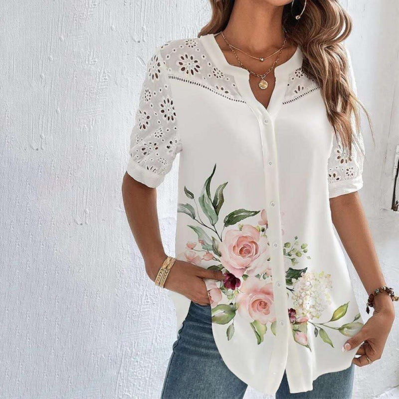 ANNELISE™ – Legere Spitzenbedruckte Bluse