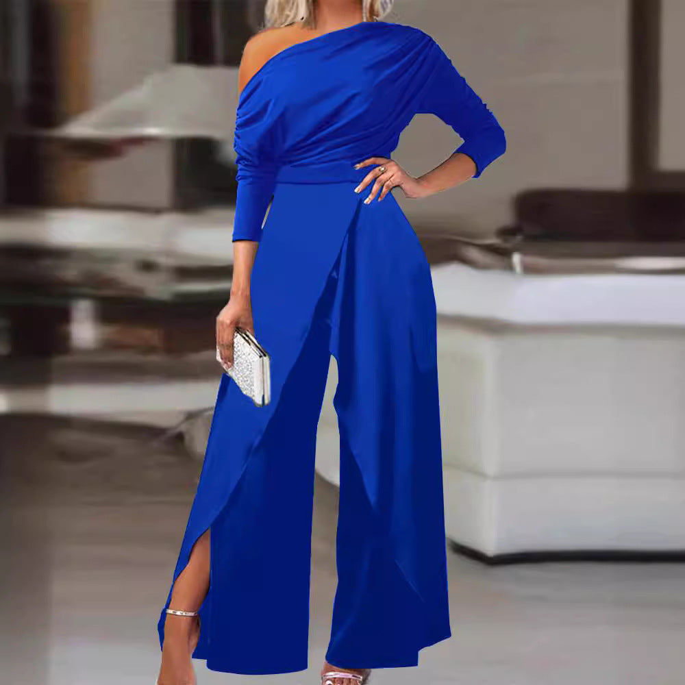 RANA™ - Eleganter Raffung Wickel Jumpsuit mit gespaltenem Saum