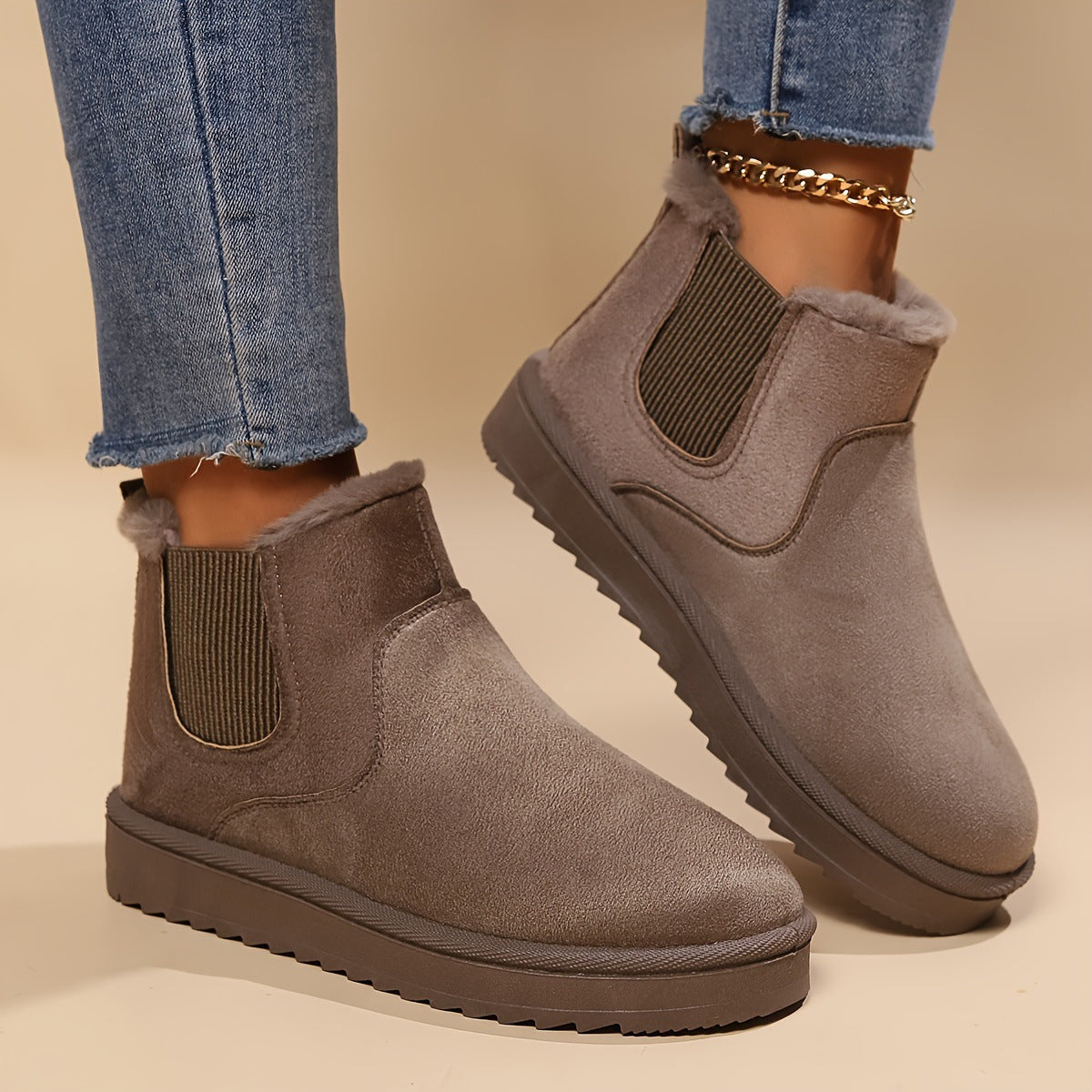 Dicke Sohle Winter Schneestiefel mit Plüschfutter & rutschfester Sohle