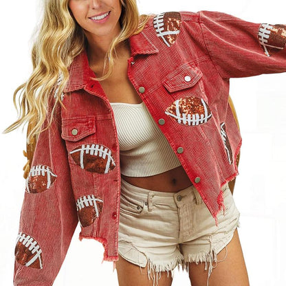 NERISSA™ - Schicke, verkürzte, oversized Button-Down-Footballjacke