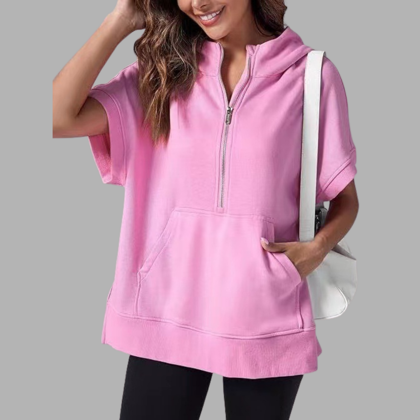 EMERLINDA™ – Entspanntes Oversized Halb-Reißverschluss Sommer Hoodie