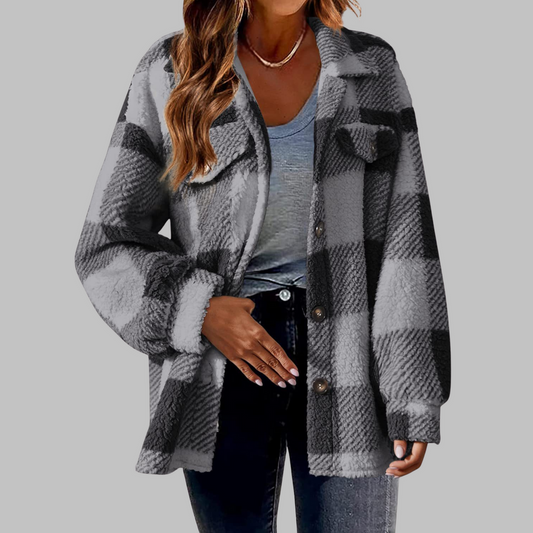 Lässige Karierte Button-Down Langarmjacke