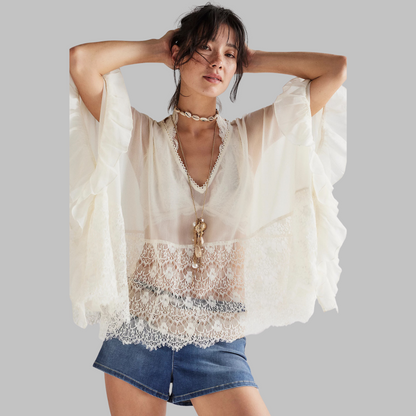 LEONA™ - Elegantes V-Ausschnitt Cover-Up Top mit Fledermausärmeln