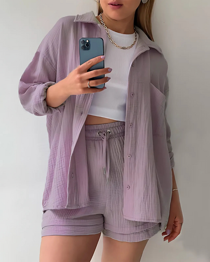 VERA™ – Modernes Button-Up Shorts Set