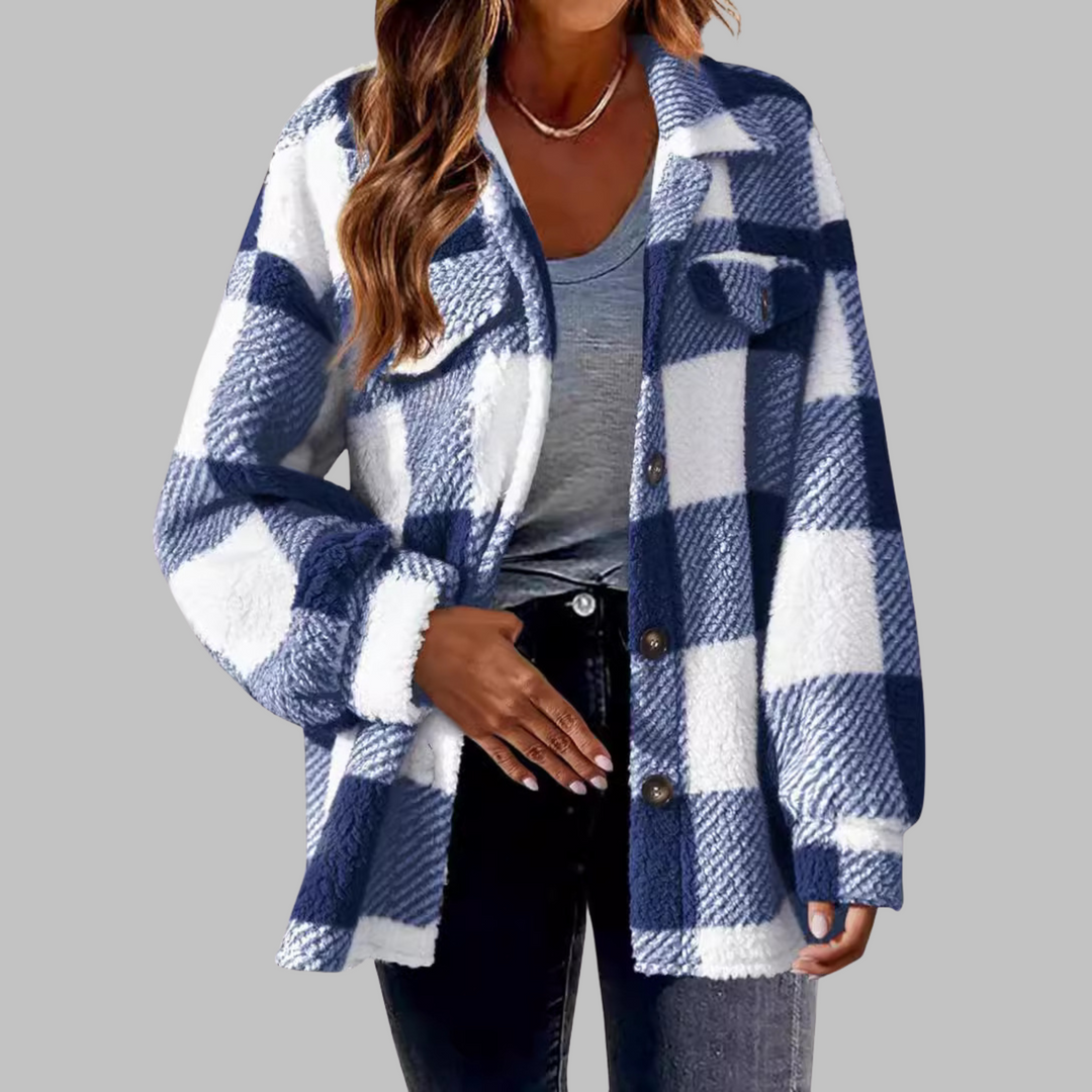 Lässige Karierte Button-Down Langarmjacke