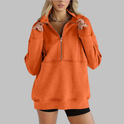 PSALM™ - Bequemer Kragen Halbzip Oversized Langarm Sweatshirt