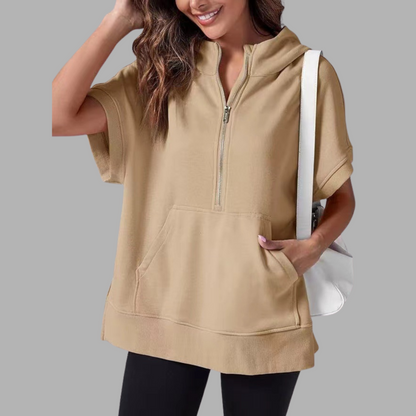 EMERLINDA™ – Entspanntes Oversized Halb-Reißverschluss Sommer Hoodie