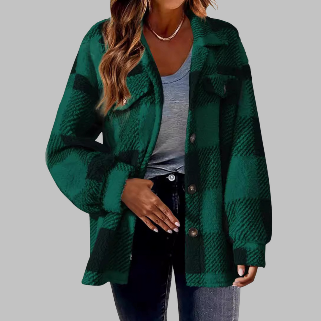 Lässige Karierte Button-Down Langarmjacke