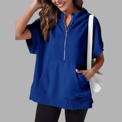 EMERLINDA™ – Entspanntes Oversized Halb-Reißverschluss Sommer Hoodie