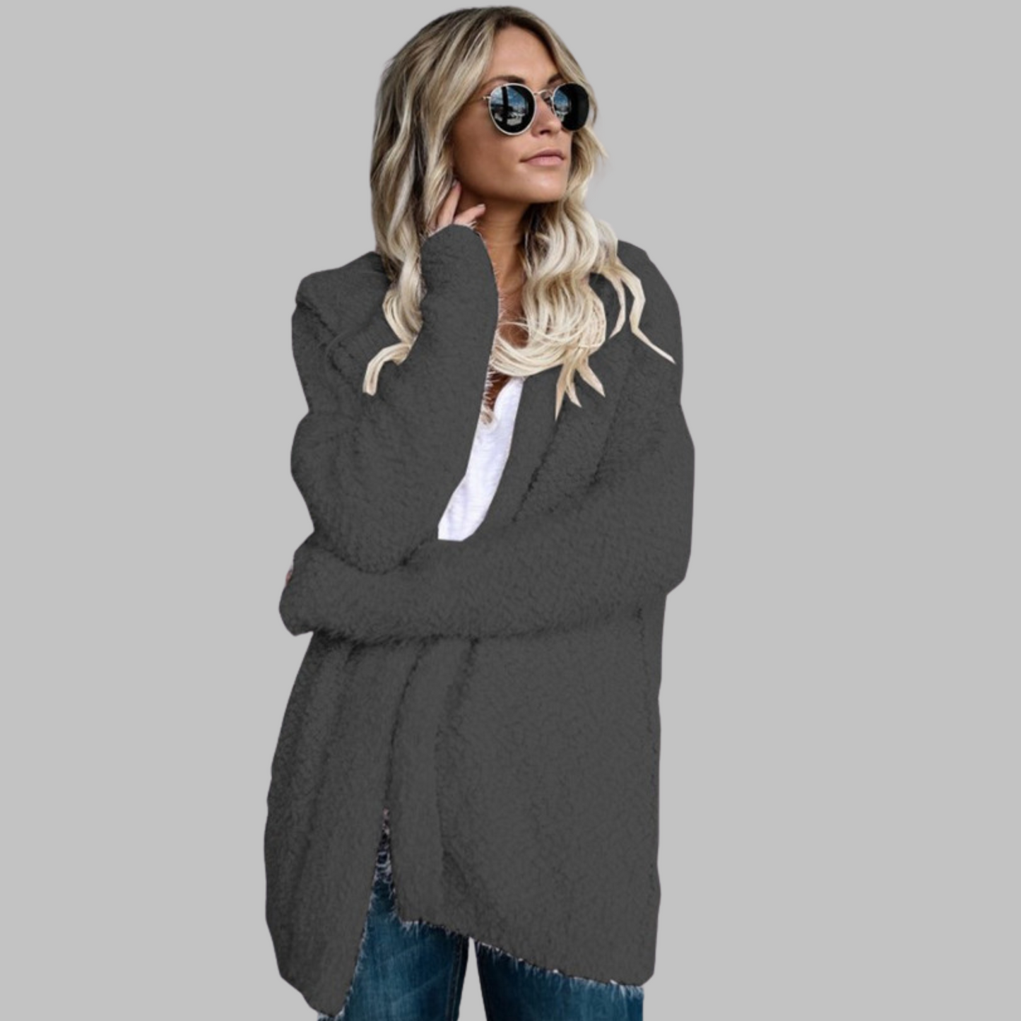 QUERIDA™ - Bequemer Batwing Langarm-Cardigan mit offenem Front