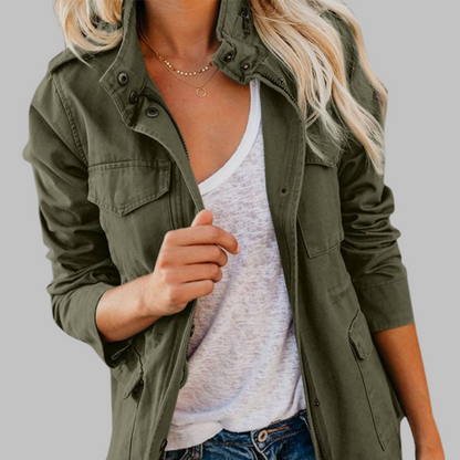 OLGA™ - Vintage Reißverschluss Button Militärjacke