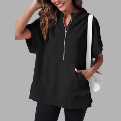 EMERLINDA™ – Entspanntes Oversized Halb-Reißverschluss Sommer Hoodie