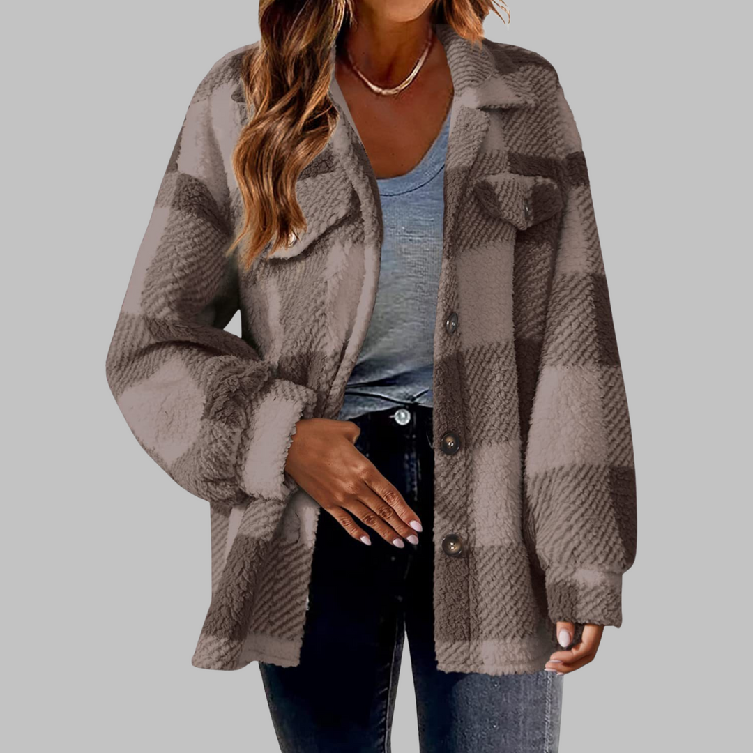 Lässige Karierte Button-Down Langarmjacke