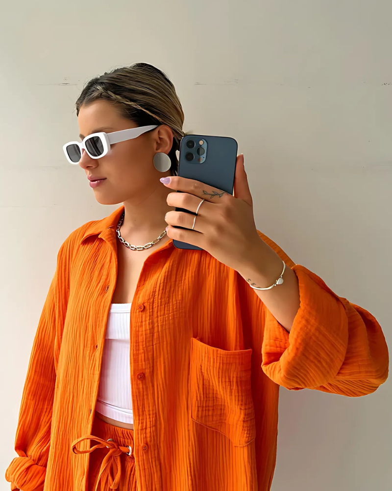 VERA™ – Modernes Button-Up Shorts Set