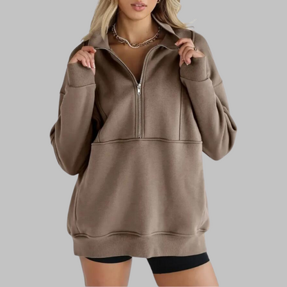 PSALM™ - Bequemer Kragen Halbzip Oversized Langarm Sweatshirt