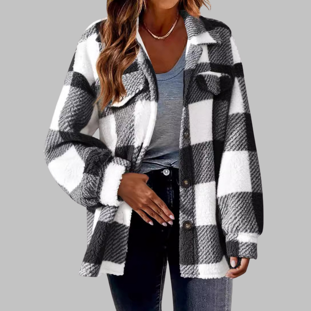 Lässige Karierte Button-Down Langarmjacke