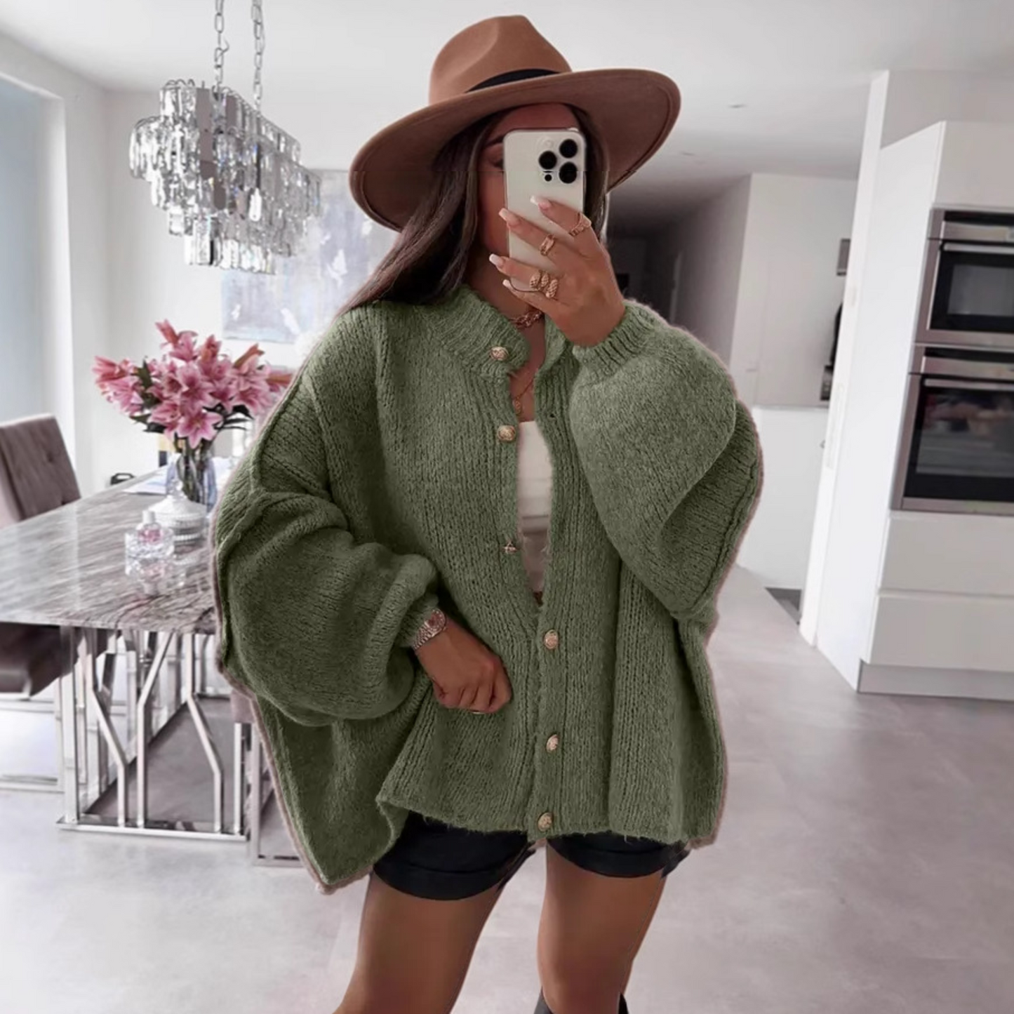 Klassischer Button-Down Langarm-Cardigan