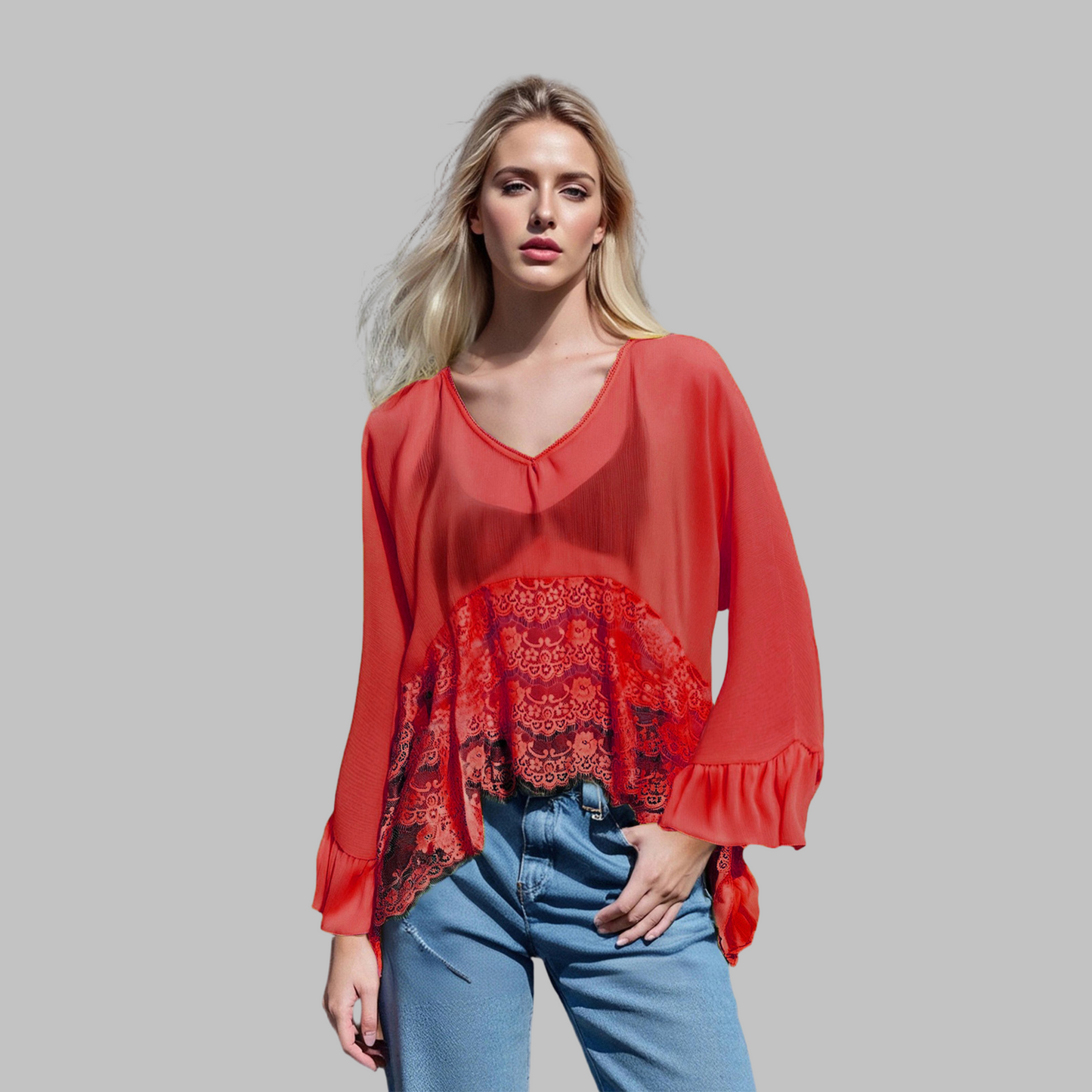 LEONA™ - Elegantes V-Ausschnitt Cover-Up Top mit Fledermausärmeln