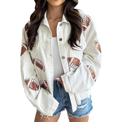 NERISSA™ - Schicke, verkürzte, oversized Button-Down-Footballjacke