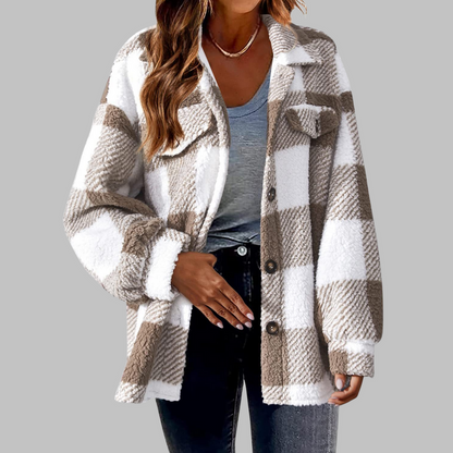 Lässige Karierte Button-Down Langarmjacke