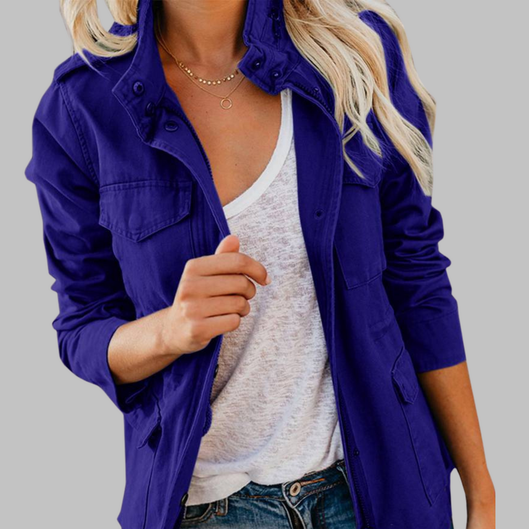 RHODA™ - Vintage Reißverschluss Button Militärjacke