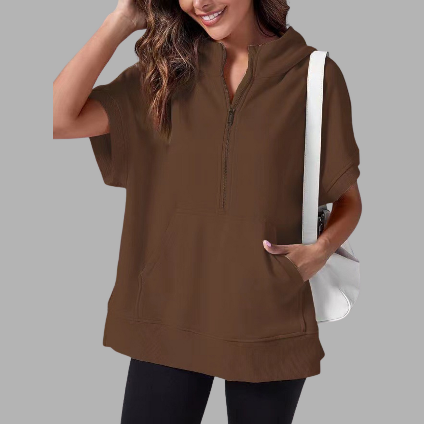 EMERLINDA™ – Entspanntes Oversized Halb-Reißverschluss Sommer Hoodie