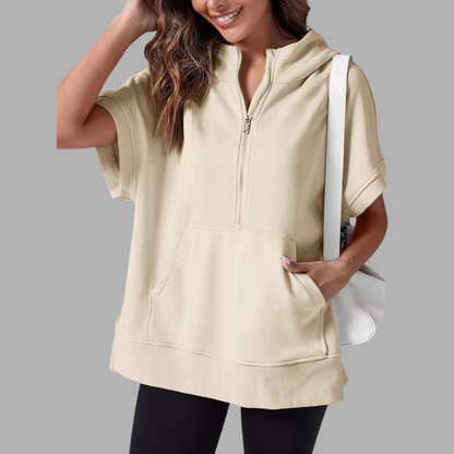 EMERLINDA™ – Entspanntes Oversized Halb-Reißverschluss Sommer Hoodie