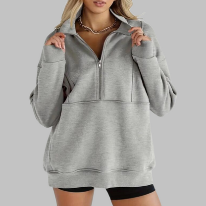 PSALM™ - Bequemer Kragen Halbzip Oversized Langarm Sweatshirt