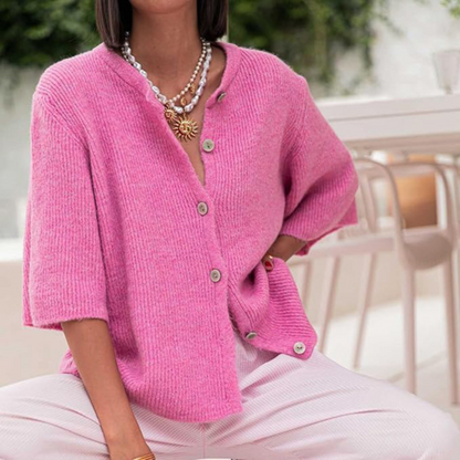 VISAIA™ – Leichter Kurzarm-Button-Down-Cardigan