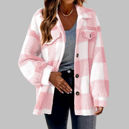 Lässige Karierte Button-Down Langarmjacke