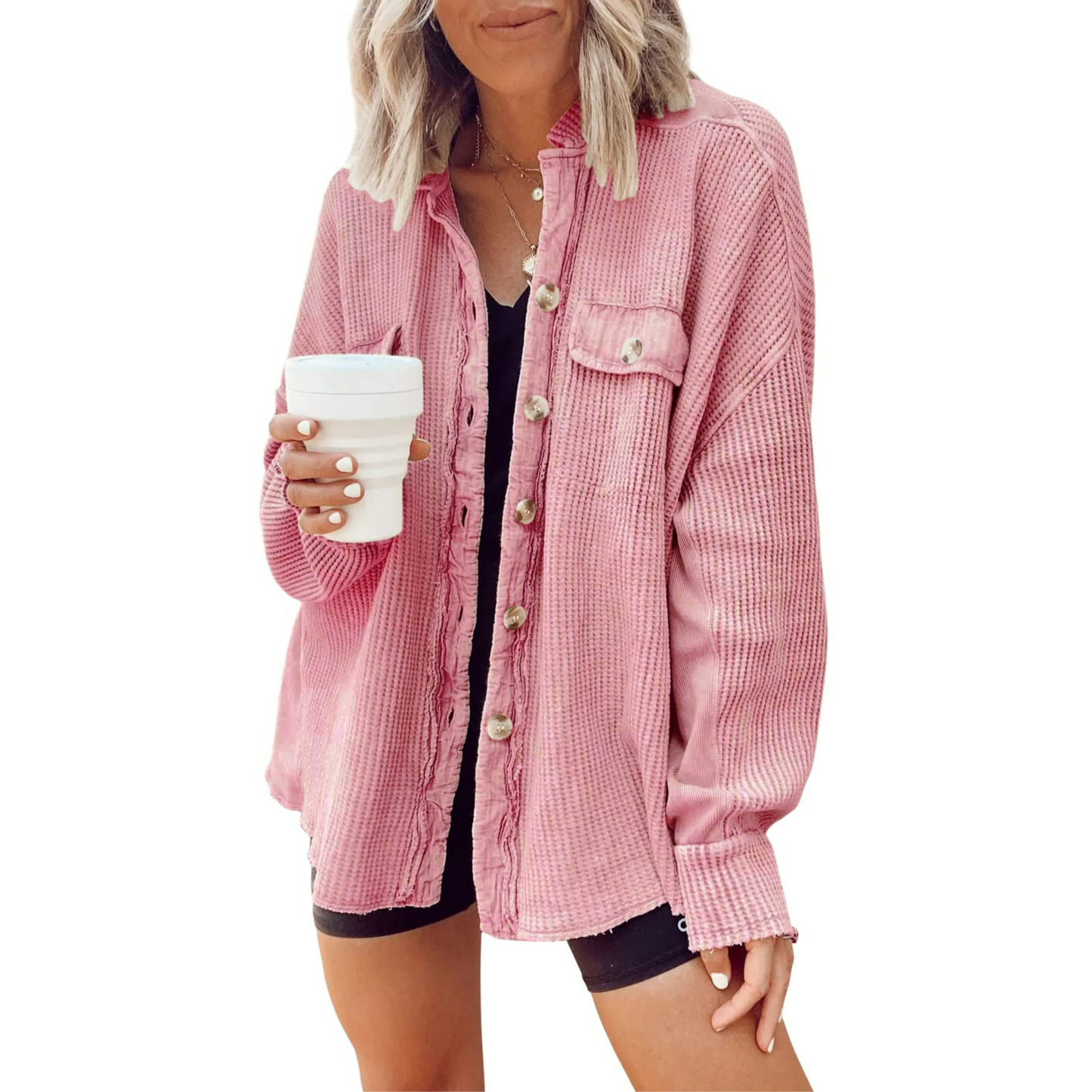 JASLENE™ – Gemütliche Button-Down Langarmjacke