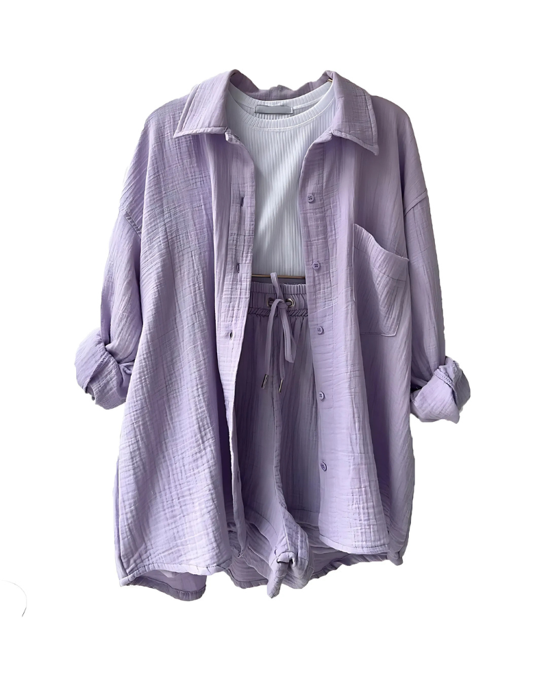 VERA™ – Modernes Button-Up Shorts Set