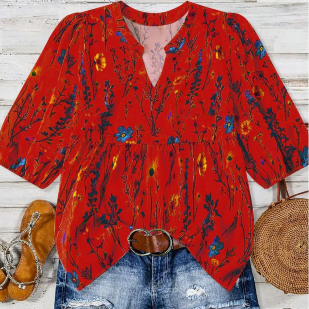 CATALEYA™ - Vintage Blumen-Bischofärmeltop