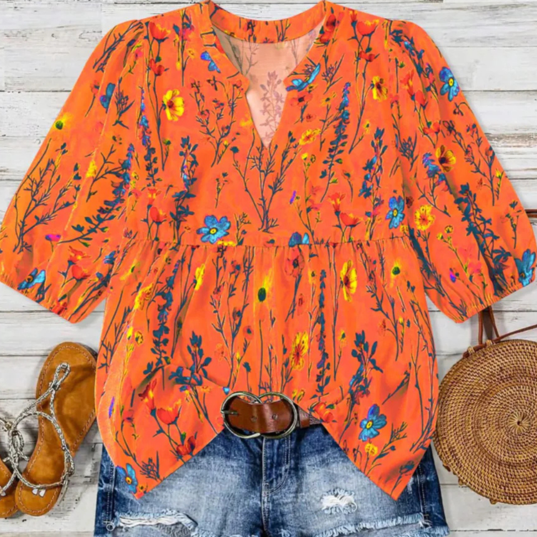 CATALEYA™ - Vintage Blumen-Bischofärmeltop