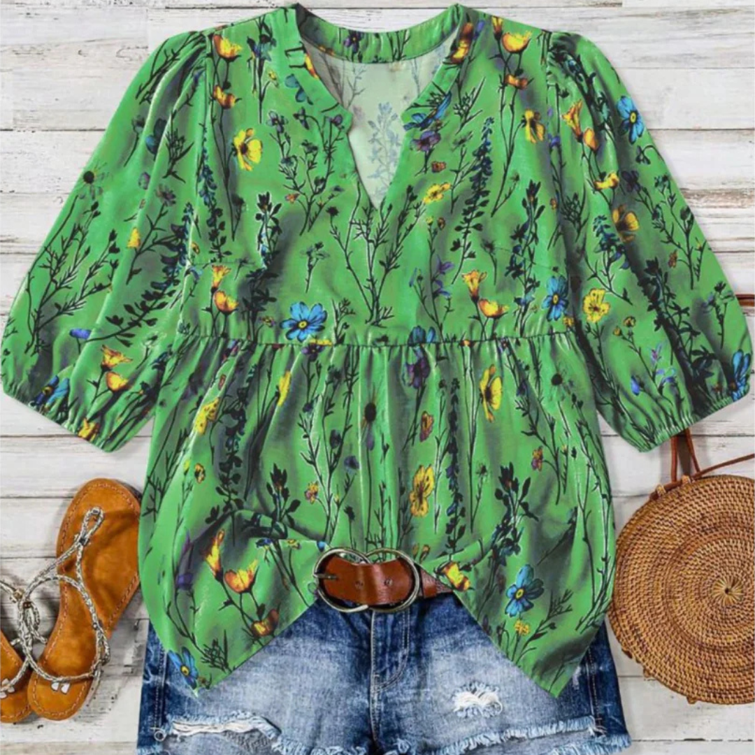 CATALEYA™ - Vintage Blumen-Bischofärmeltop