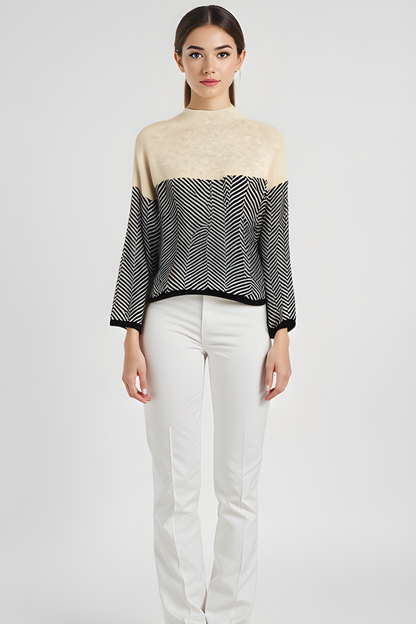 NORA™ | Zweifarbiger Hoher Pullover