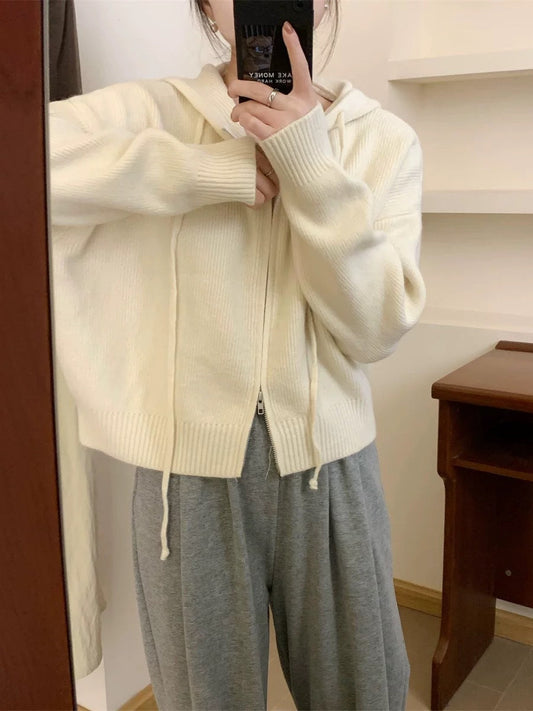 QUESTA™ - Lässiger Reißverschluss Langarm Hoodie Cardigan