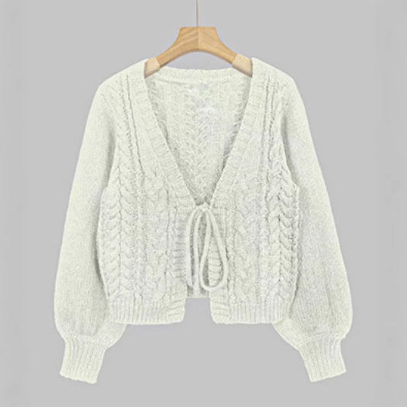 SHERICA™ – Bequemer Vintage Chunky Cardigan mit Bindeband und langen Ärmeln