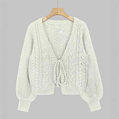 SHERICA™ – Bequemer Vintage Chunky Cardigan mit Bindeband und langen Ärmeln