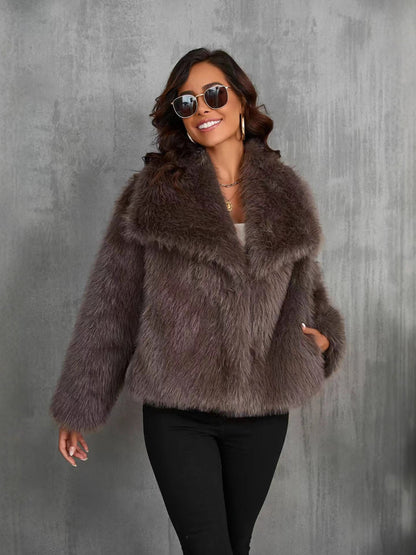 Oversized Kragen Detail Cropped Jacke für lässigen Stil