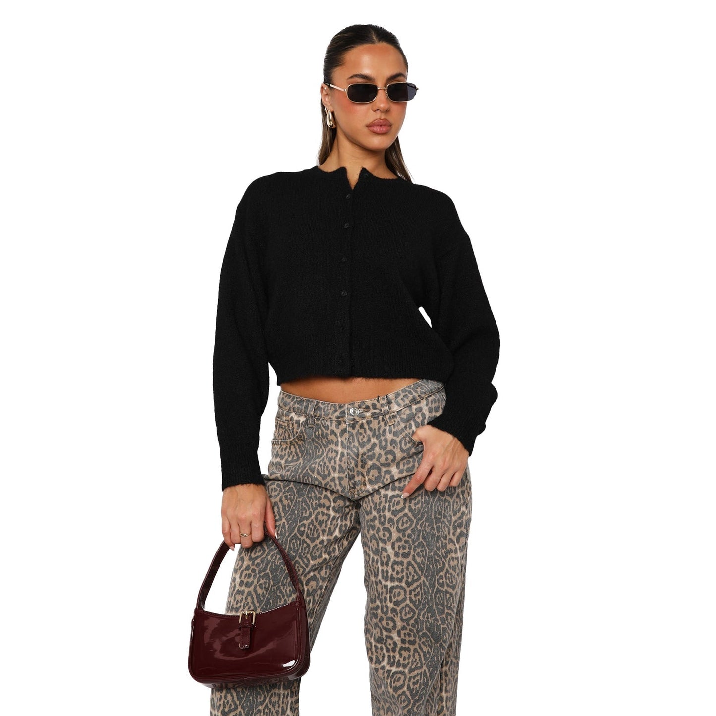 SHASA™ - Lässiger, verkürzter Cardigan mit langen Ärmeln