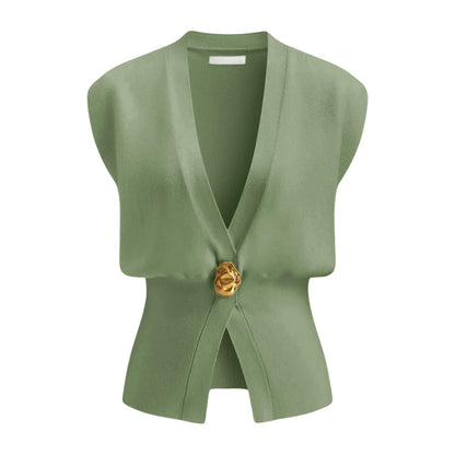 DAISY™ – Elegantes V-Ausschnitt-Weste-Top mit Knopfleiste