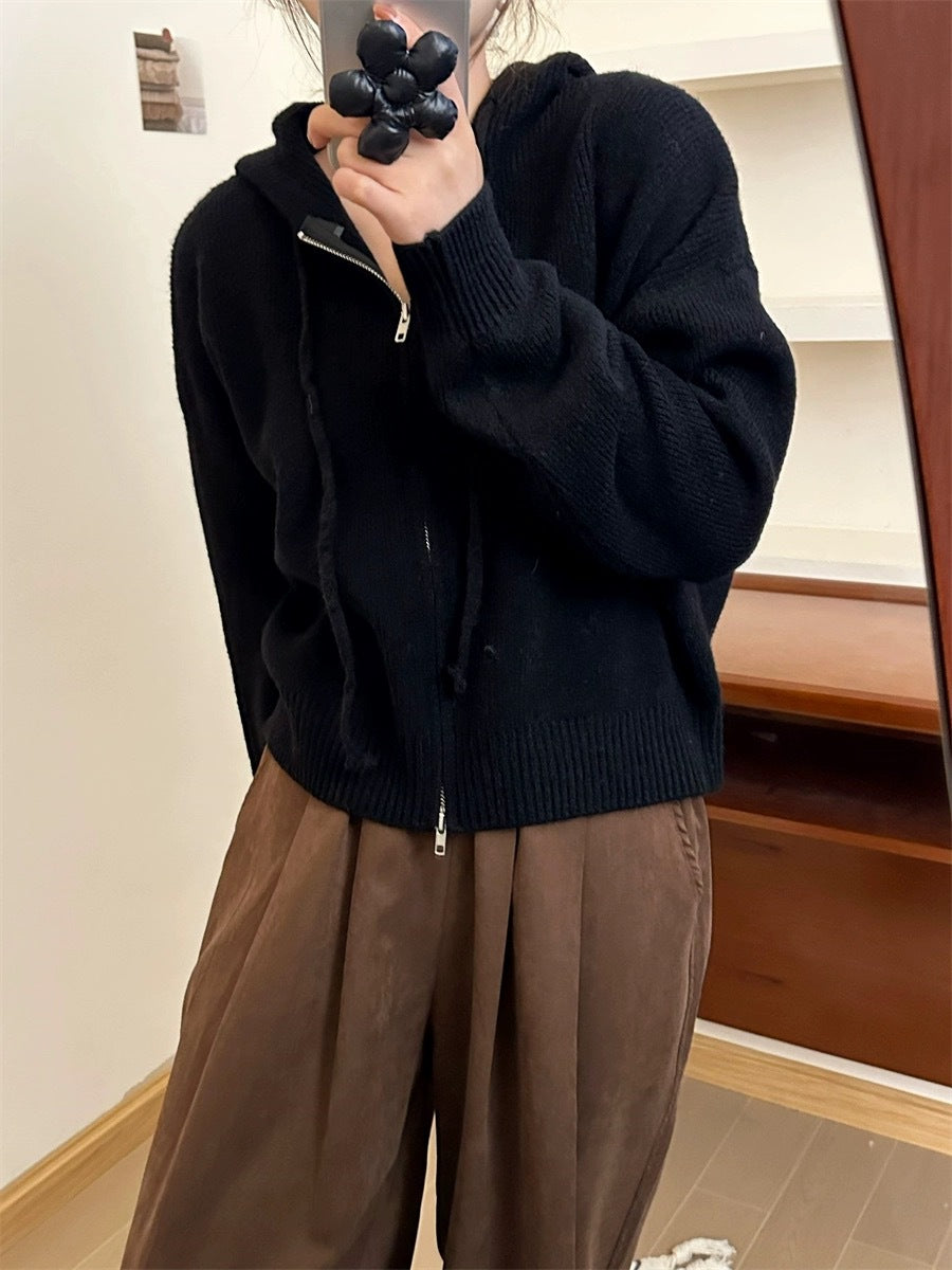 QUESTA™ - Lässiger Reißverschluss Langarm Hoodie Cardigan