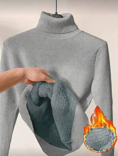 Damen Thermo Strickpullover mit hohem Kragen und überschnittenen Schultern für Herbst & Winter