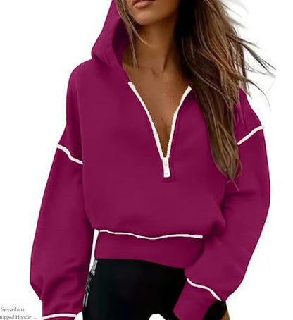 Hoodie Sweatshirt mit Halbzip & Gold Reißverschluss für Winter