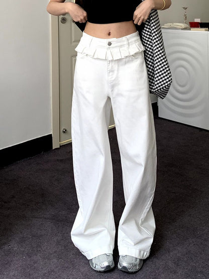 PAISLEY™ – Elegante Jeans mit Spitzenbesatz und weitem Bein