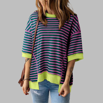 LORELEI™ - Lässiger Oversized Gestreifter Pullover
