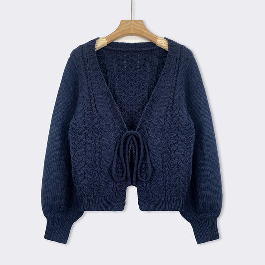 SHERICA™ – Bequemer Vintage Chunky Cardigan mit Bindeband und langen Ärmeln